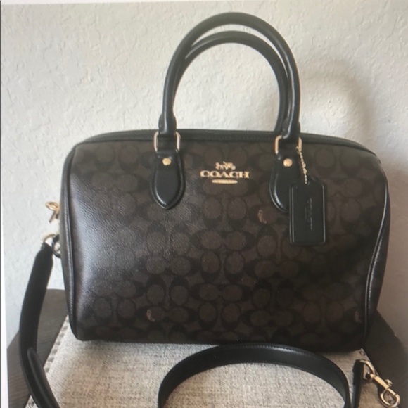 Coach Handbags - Coach Rowan Large Satchel Bag In Signature Canvas walnut black